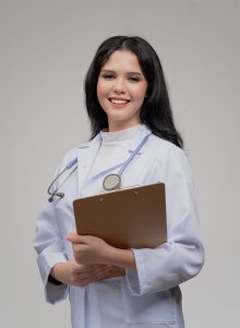 an nurse holding a paper