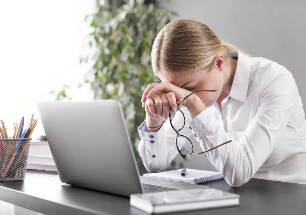 a doctor having a burnout or stressed out, live virtual medical scribe