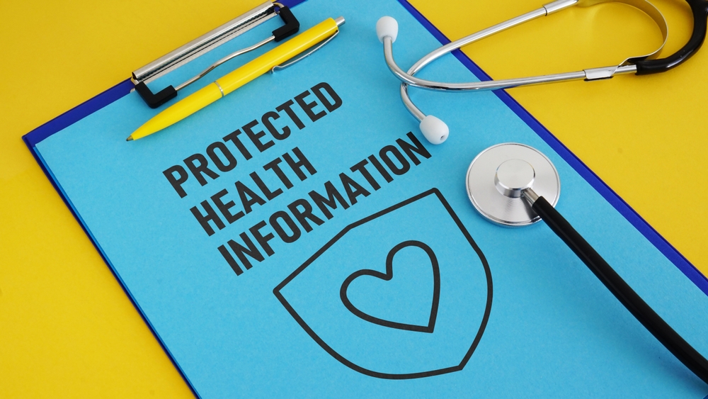 A clipboard with Protected Health Information PHI, supported by a virtual medical scribe.