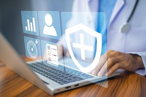 Documents concept, Doctor use computer connection server data base patient for technology treatment in hospital.in Documents concept management, trustworthy receptionist