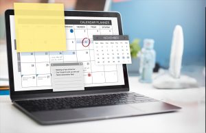 Schedule planner task agenda checklist concept, autumn efficiency receptionist