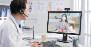 Telemedicine concept - doctor part, remote clinic management support 