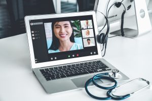 Telemedicine service online video call for doctor to actively chat with patient, virtual clinic operations support