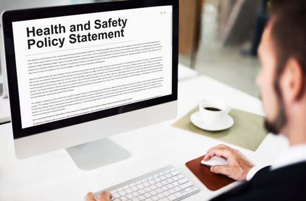 Health and safety policy statement form concept.