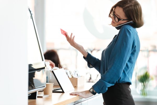 Woman calling her client for follow ups